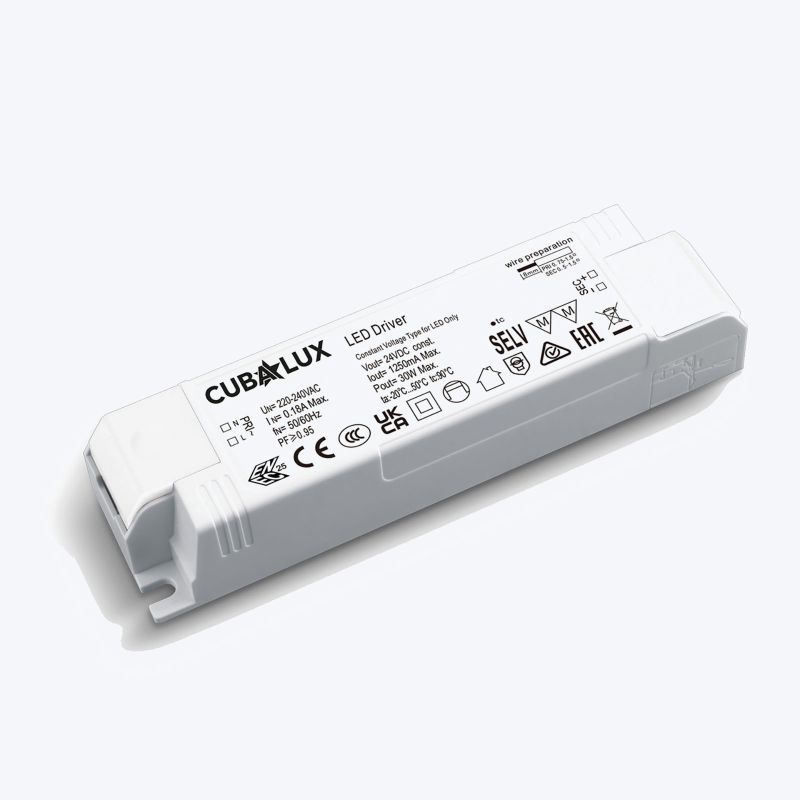 Τροφοδοτικό Πλαστικό Cubalux IP20 24V 30W -  Τεμ.