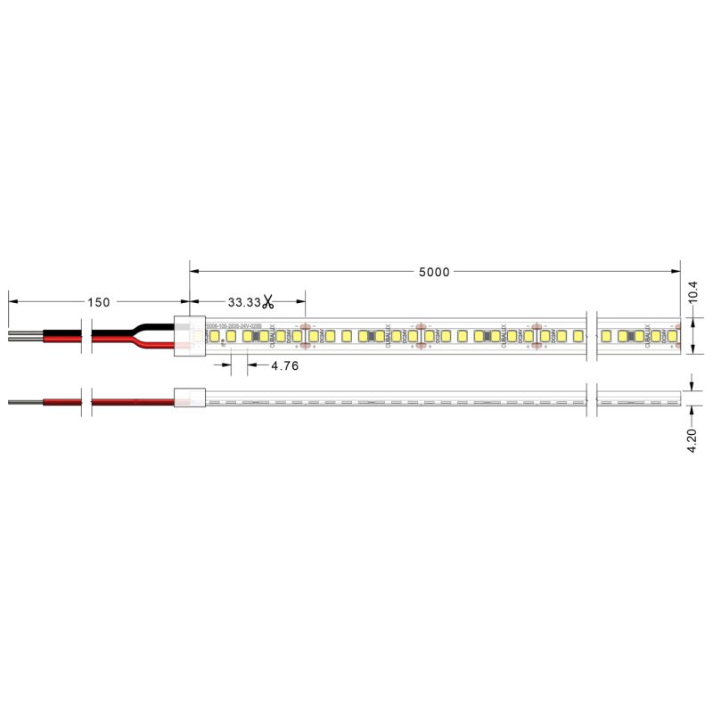 Ταινία LED Emphasis 9,6 Watt/m 24V CRI80 IP67 210 LED/m 4000K 5m -  Τεμ.