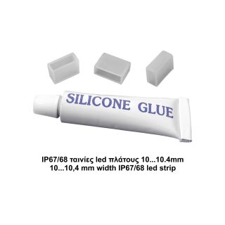 3 end caps + silicone glue for IP67/68 LED strip 10.4mm width