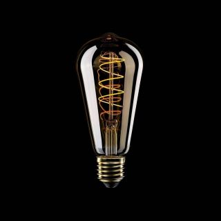 Golden LED spiral filament Edison bulb ST64 4W 250Lm E27 1800K Dimmable