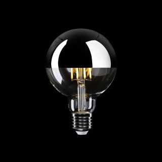 Reverse mirror LED bulb silver, globe, 230V, short filament, G95 7W 650Lm E27 2700K DIM