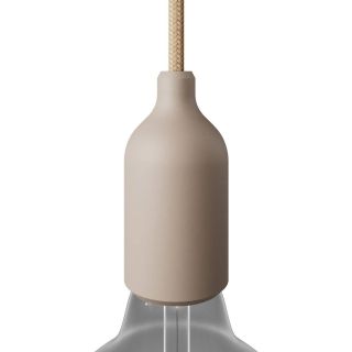 Silicone E27 lamp holder kit with hidden cable clamp, Desert Brown.