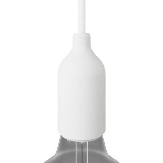 Silicone E27 lamp holder kit with hidden cable clamp, white