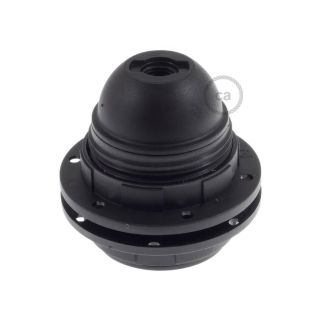 Double ferrule thermoplastic E27 lamp holder kit for lampshade, black