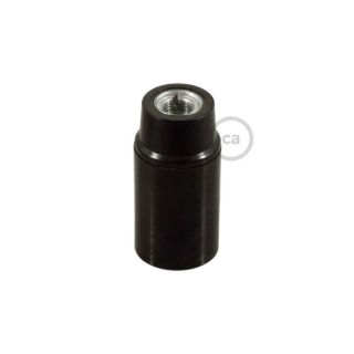 Bakelite E14 socket with smooth body, black