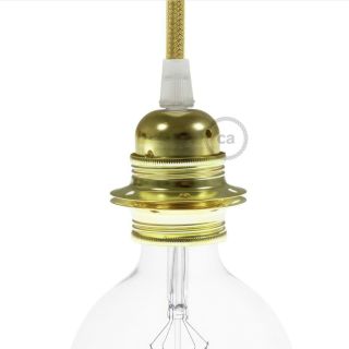 E27 metal lamp holder kit with double ring nut for lampshade, Brass