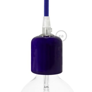 Ceramic E27 lamp holder kit, blue