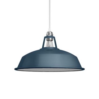Harbour lampshade in enamelled metal with E27 fitting, 38cm, Petrol