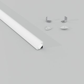 Σετ Προφίλ Γωνιακό Ασημί 15,5x15,5 με Κάλυμμα OPAL (2m) -  Τεμ.
