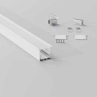 Σετ Προφίλ Χωνευτό Μεγάλο Λευκό 35x26,6 με Κάλυμμα OPAL (2m) -  Τεμ.