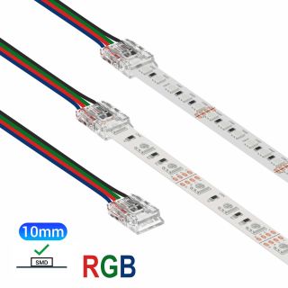 Κονέκτορας παροχής IP20/65 με καλώδιο 15cm για RGB ταινία led SMD πλάτους 10mm -  Τεμ.