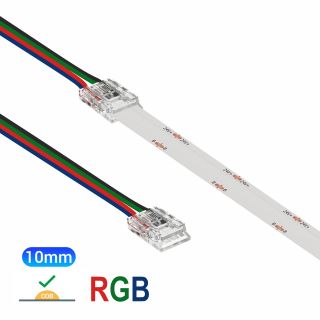Κονέκτορας παροχής IP20/65 με καλώδιο 15cm για RGB ταινία led COB πλάτους 10mm -  Τεμ.