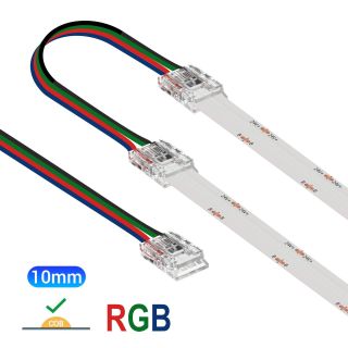 Ενδιάμεσος κονέκτορας IP20/65 με καλώδιο 15cm για RGB ταινία led COB πλάτους 10mm -  Τεμ.