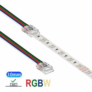Κονέκτορας παροχής IP20/65 με καλώδιο 15cm για RGBW ταινία led SMD πλάτους 10mm -  Τεμ.