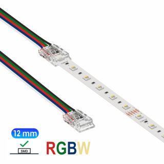 Κονέκτορας παροχής IP20/65 με καλώδιο 15cm για RGBW ταινία led SMD πλάτους 12mm -  Τεμ.