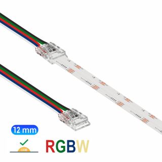 Κονέκτορας παροχής IP20/65 με καλώδιο 15cm για RGBW ταινία led COB πλάτους 12mm -  Τεμ.