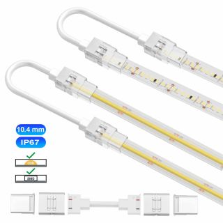 Ενδιάμεσος κονέκτορας IP67/68 με καλώδιο 20cm για μονόχρωμη ταινία led SMD/COB πλάτους 10.4mm -  Τεμ.
