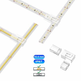 Κονέκτορας T IP67/68 για μονόχρωμη ταινία led SMD/COB πλάτους 10.4mm -  Τεμ.
