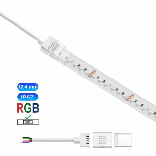 Κονέκτορας παροχής IP67/68 για RGB ταινία led SMD πλάτους 12.4mm -  Τεμ.