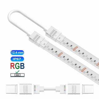 Ενδιάμεσος κονέκτορας IP67/68 με καλώδιο 20cm για RGB ταινία led SMD πλάτους 12.4mm -  Τεμ.
