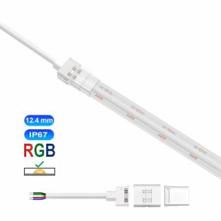 Κονέκτορας παροχής IP67/68 για RGB ταινία led COB πλάτους 12.4mm -  Τεμ.
