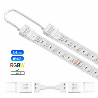 Ενδιάμεσος κονέκτορας IP67/68 με καλώδιο 20cm για RGBW ταινία led SMD πλάτους 12.4mm -  Τεμ.